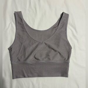 90 Degree By Reflex purple metallic Ribbed Sports Bra